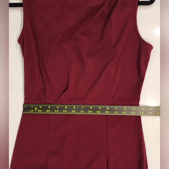 Women's M Burgundy Dress - Asymmetrical, Retro, Pencil Holiday, Party, Business - Picture 7 of 10